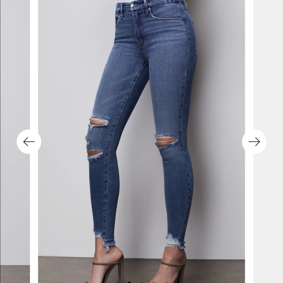$175 Good American Good Waist Released Chew Jeans Size - High Rise Distressed - Picture 3 of 11
